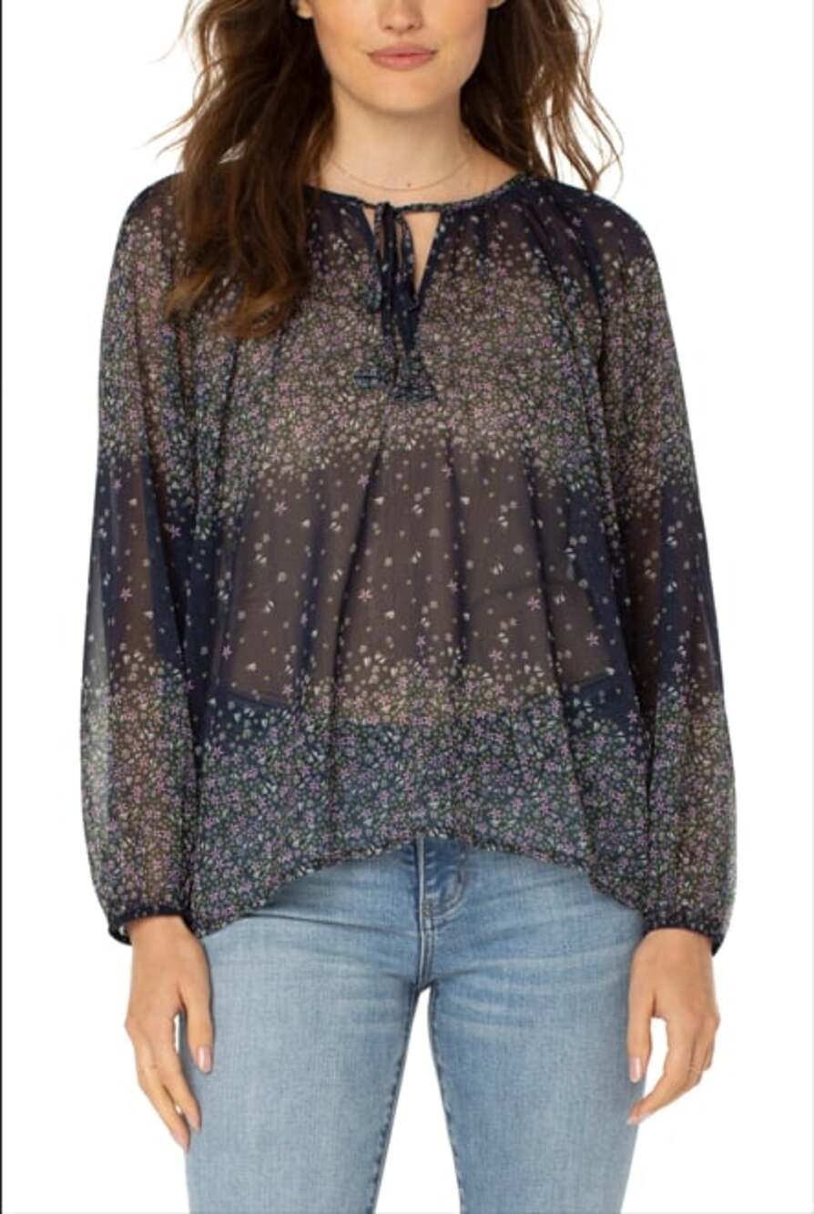 Liverpool Los Angeles Midnight Garden blouse medium cottagecore boho whimsical - Picture 3 of 11